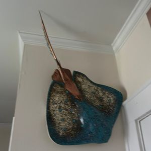 Stan Harmon hand blown glass sting ray with copper accents